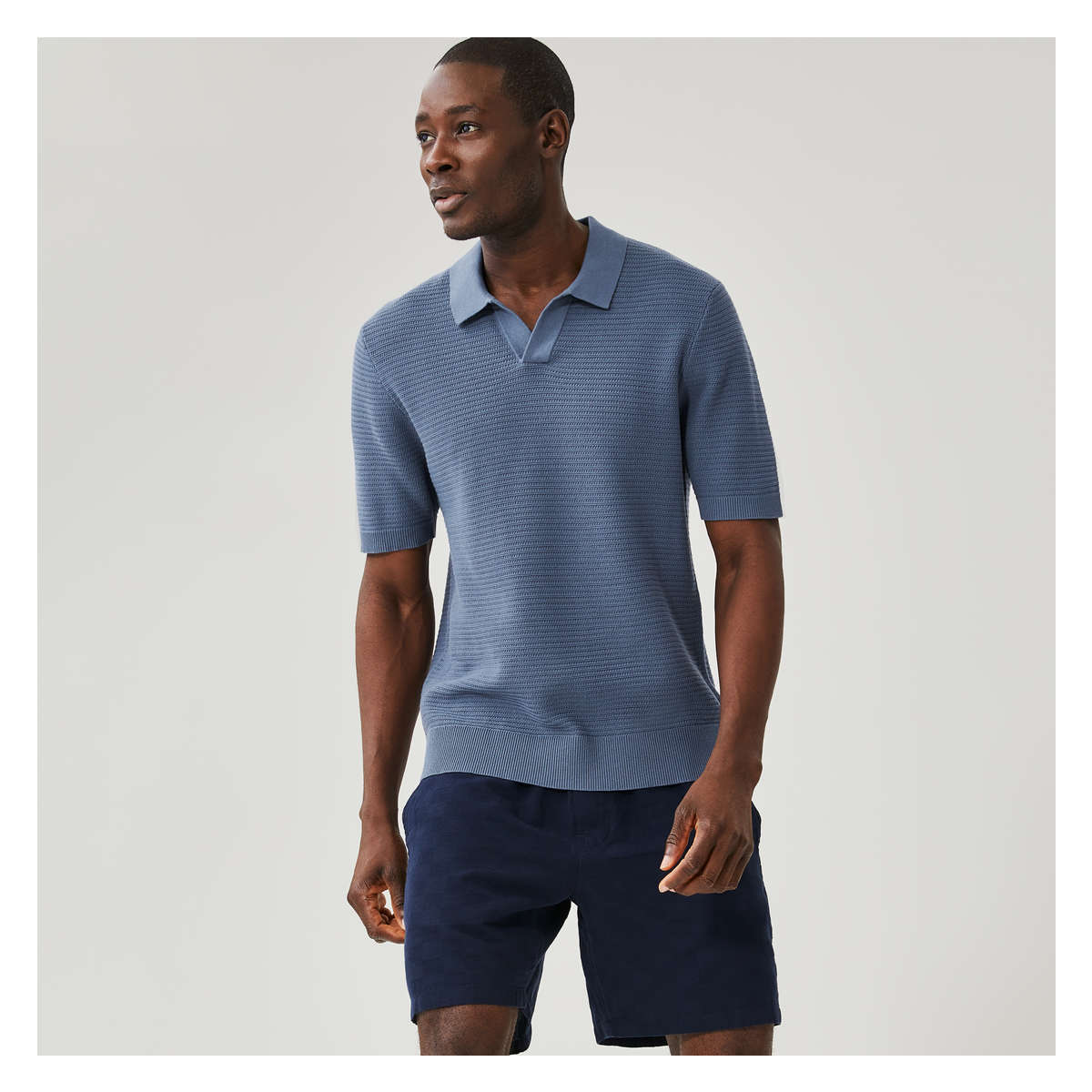 Knit Polo Shirts (Light Blue)  ずとまよ Knit Polo Shirts (Light Blue) - ZUTOMAYO MART